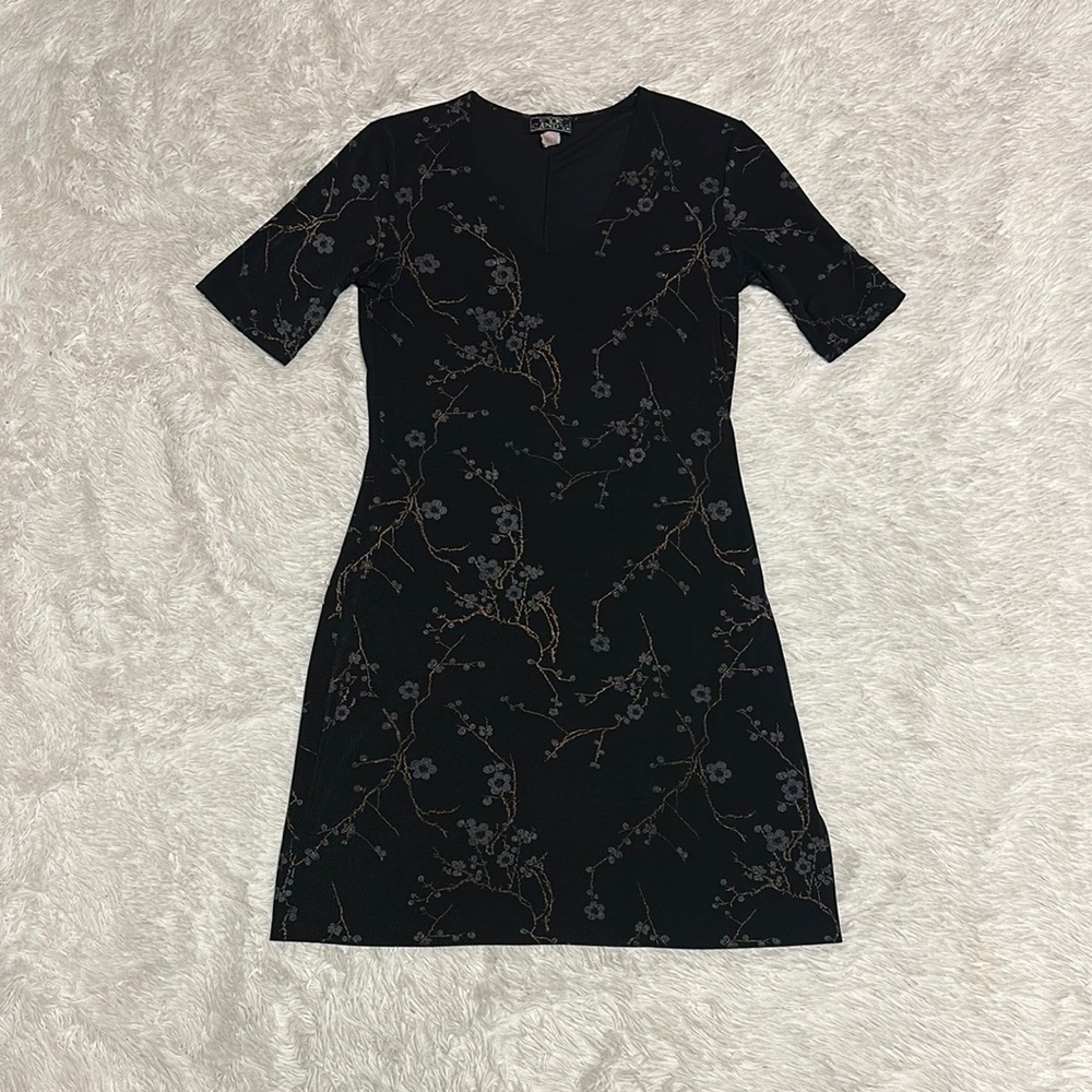 VTG Eye Candy Black Sheath floral dress